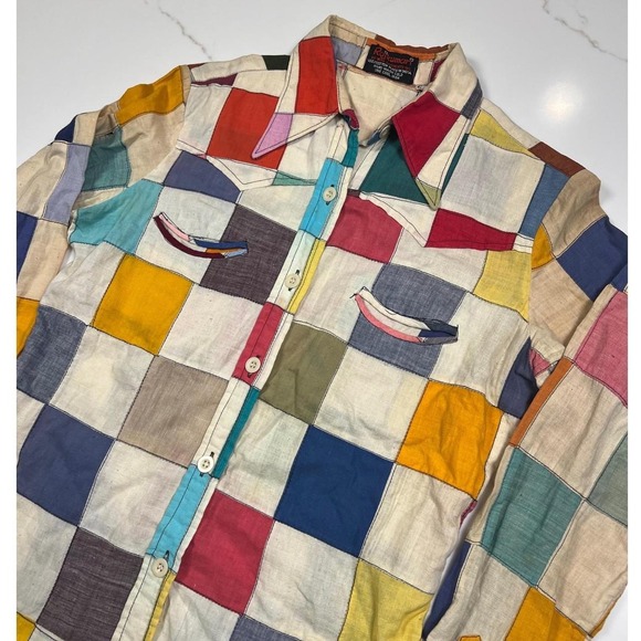 Pyramid Collection Other - indian‎ madres Patchwork Shirt Multi Color Cotton Vintage 60s 70s Distressed